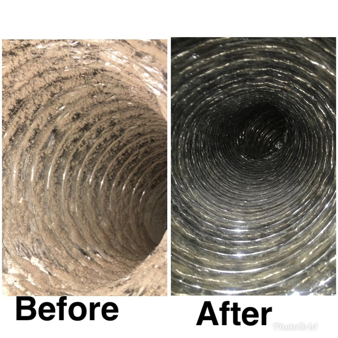 Before and after dryer vent cleaning by Expert Air Care